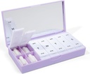 PORT X POLISH Designer Weekly Pill Box Organizer (AM/PM 2X Daily, Lilac) 