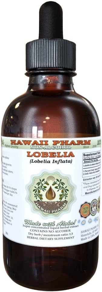 Liquid Extract χωρίς αλκοόλ Λομπέλια, Βιολογική Λομπέλια (Lobelia Inflata) Αποξηραμένα βότανα Γλυκερίτης Χαβάη Pharm Φυσικό συμπλήρωμα βοτάνων 4 oz