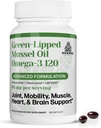 TURNER New Zealand Green Lipped Omega-3 Mussel Oil, 53x Higher Potency with UAF1000+ Super Antioxidant for Superior Joint Comfort & Mobility, No Fishy Aftresse, 1 Bottle, 120 Softgels