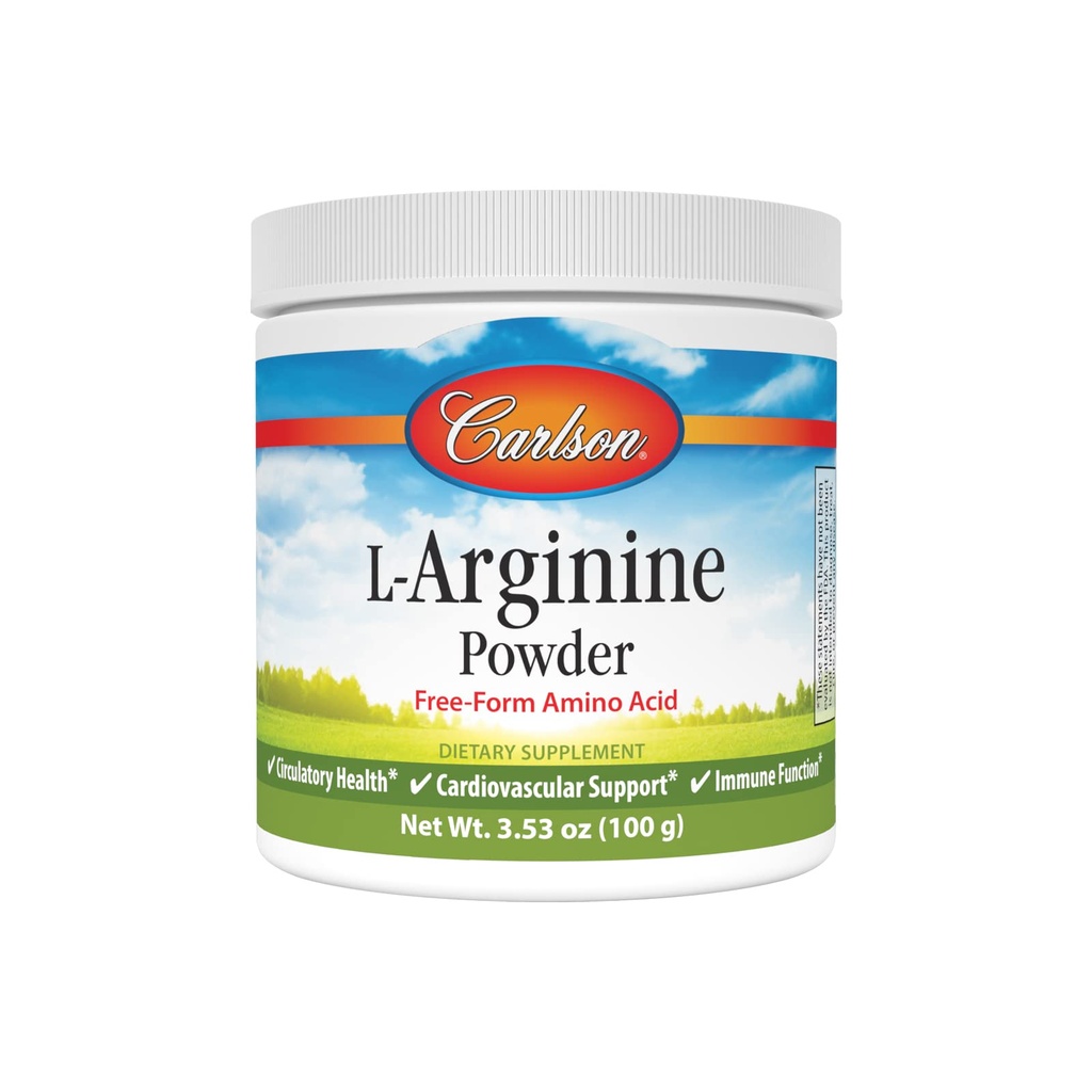Carlson - L-αργινίνη σε σκόνη, Free-Form Amino Acid, Κυκλοφορική Υγεία, 3.53 oz (100 g)