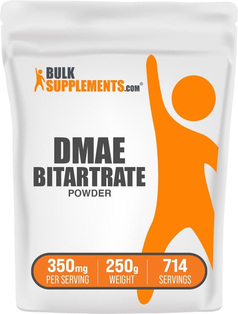 BulkSupplements.com DMAE Bitartrate Powder - Διμεθυλαμινοαιθανόλη Bitartrate, συμπλήρωμα DMAE - Χωρίς γεύση και γλουτένη, 350mg ανά Σερβίρισμα, 250g (8,8 oz) (πακέτο του 1)