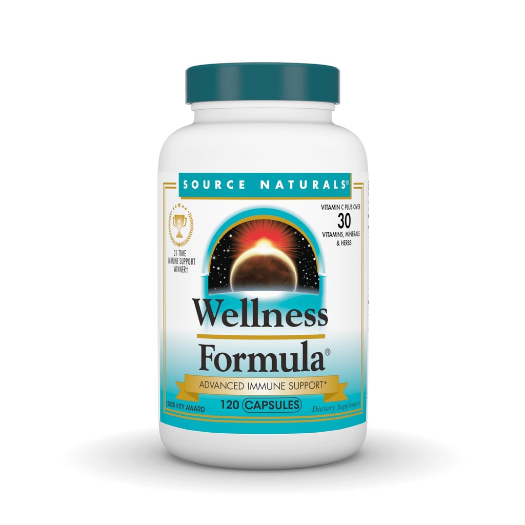 Source Naturals Wellness Formula, Advanced Immune Support*, Bio-Aligned Vitamins & Herbal Defense - Immune System Support Supplement & Inmuty Booster - 120 Κάψουλες