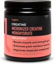 LEGION Micronized Creatine Monohydrate Supplement - Clean Creatine Powder for Muscle Gain & Post Workout Recovery - Micronized Creatine Supplement for Maximum Abvorvice (100 Servings, Unflaved)