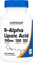 Nutricost R-Alpha Lipoic Acid 100mg, 120 Κάψουλες - Κάψουλες λαχανικών, Μη ΓΤΟ, Χωρίς γλουτένη