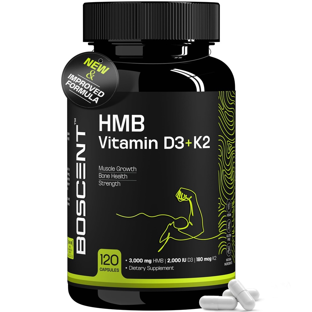 HMB και βιταμίνη D3 συμπλήρωμα 1.000 MG (180 κάψουλες) - συμπληρώματα HMB με 4.000 UI D3 & Ασβέστιο - μυϊκή ανάπτυξη, δύναμη και θεραπεία - Β-υδροξυ Β-μεθυλοβουτυρικό βουτυρικό - Μυϊκός κατασκευαστής για άνδρες