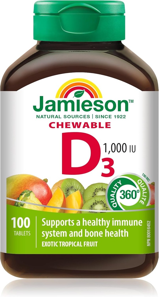 Jamieson Laboratories 1.000 LU Φυσική Τροπική Γεύση Μασώμενη Βιταμίνη, 100 Count