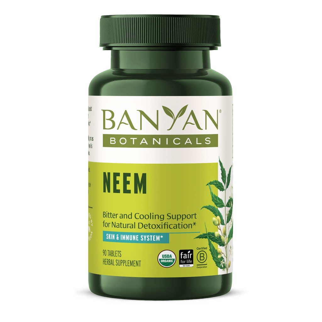 Banyan Botanicals Neem Tablets – Organic Neem Leaf (Azadirachta Indica) – Υποστηρίζει τη φυσική αποτοξίνωση, το υγιές δέρμα, και την ανοσοποιητική υγεία * – 90 δισκία – Μη ΓΤΟ Βιώσιμα πηγάζει Vegan