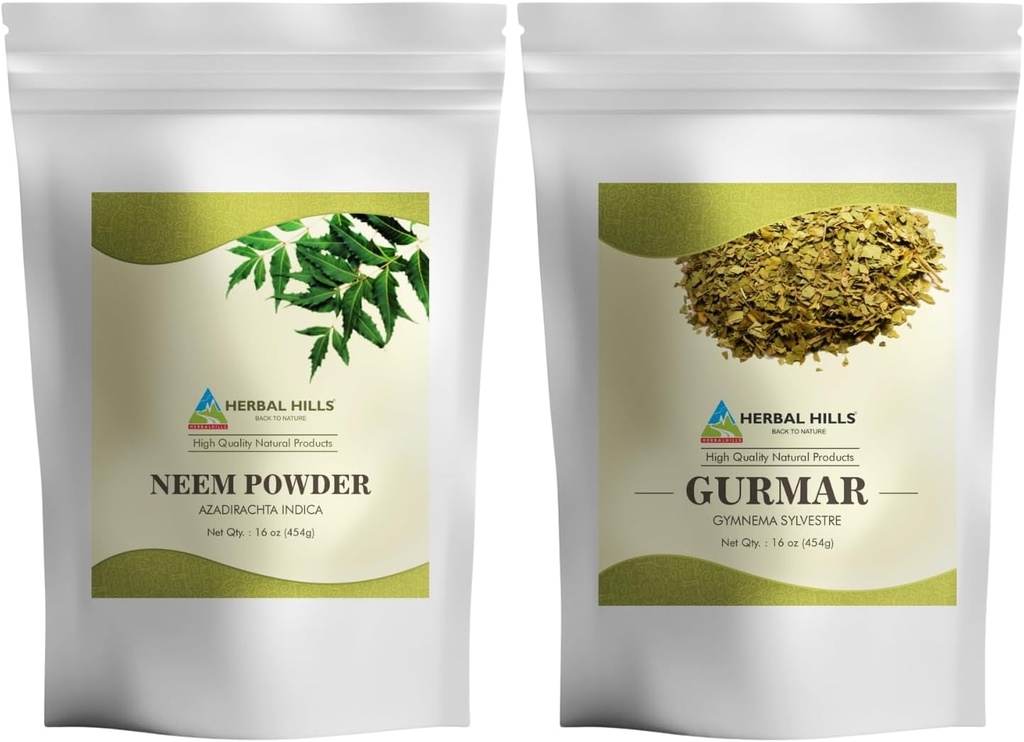 HERBAL HILLS Neem Leaf Powder και Gurmar Powder Gymnema Sylvestre Pack των 2 Combo