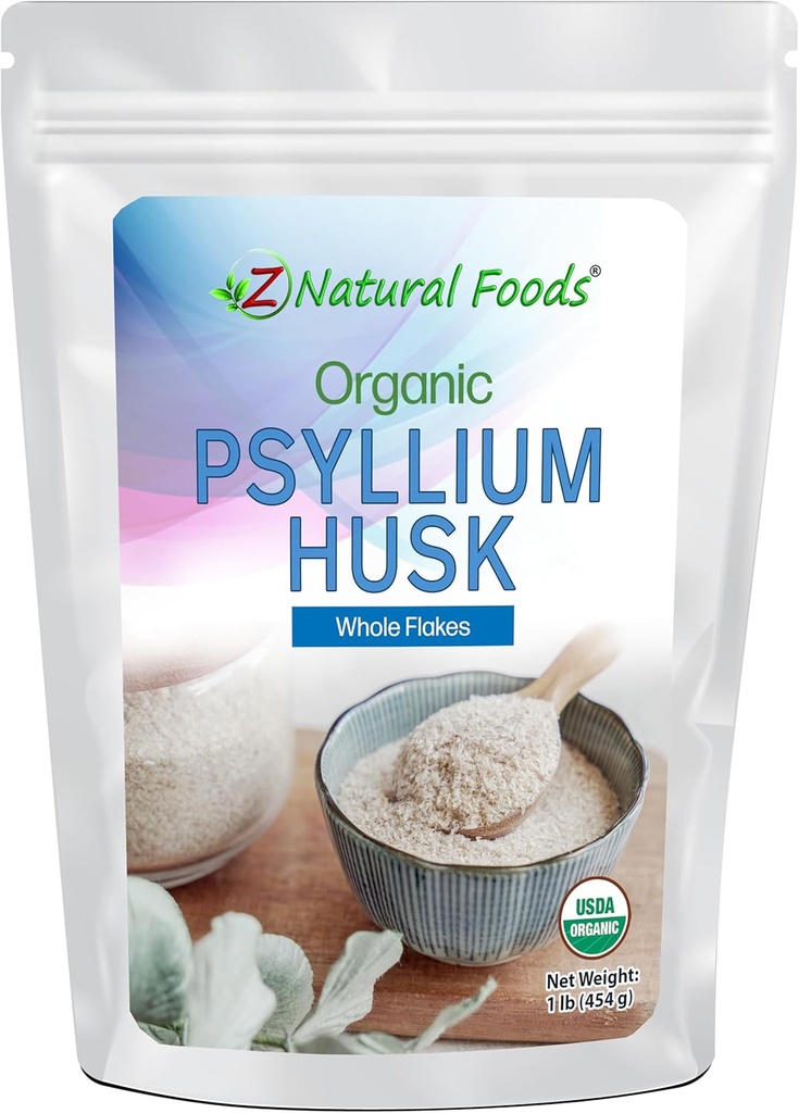 Z Natural Foods Βιολογικά Ολόκληρα Ψυλλιακά Αποφλοιώματα, ένα Φυσικό Συμπλήρωμα Ίνες, Ανακατέψτε το σε Smoothies, Juice, Μη-GMO, Vegan, Gluten-Free, Kosher, 1 lb.