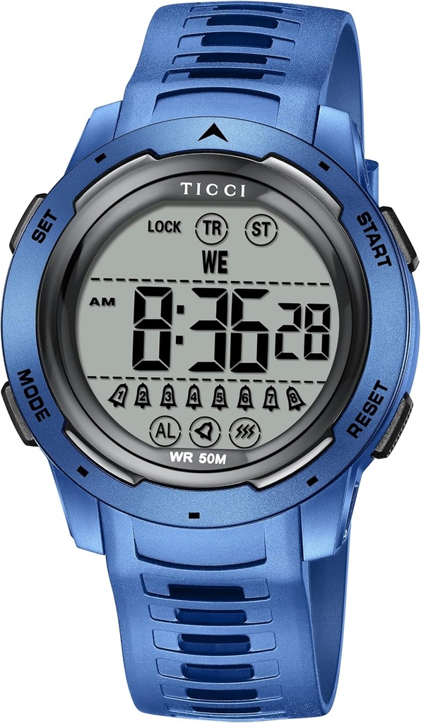 TICCI Men Women Unisex 8 Alarm Vibrating Watch Medication Aids Vibra Alert Pill Reminder Big Digits Waterproof