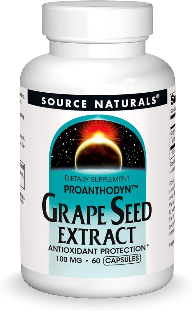 Source Naturals Εκχύλισμα σπόρων σταφυλιών, Προστατεύει & Υποστηρίζει Υγιή γήρανση εγκεφάλου*, 100 mg - 60 κάψουλες