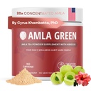 Amla Powder & Green Tea Superfood Supplement with Hibiscus, 20x Ultra συμπυκνωμένο Amla, Αντιοξειδωτική Υποστήριξη, Made with Oolong Tea and Indian Gooseberries, Organic, Vegan, Hibiscus, 90 Services