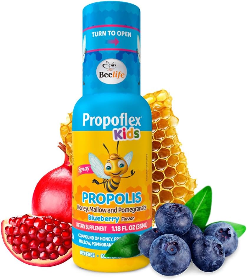 Beelife Bee Propolis Extract, Propolis Laroat Spray για παιδιά – Πρόπολη, Μέλι, Μάλοου, Ρόδι - Φυσική Ανοσολογική Υποστήριξη & Ανακούφιση Πόνου, Χωρίς Ζάχαρη - Βατόμουρο Γεύση - (35ml/ 1- Πακέτο)