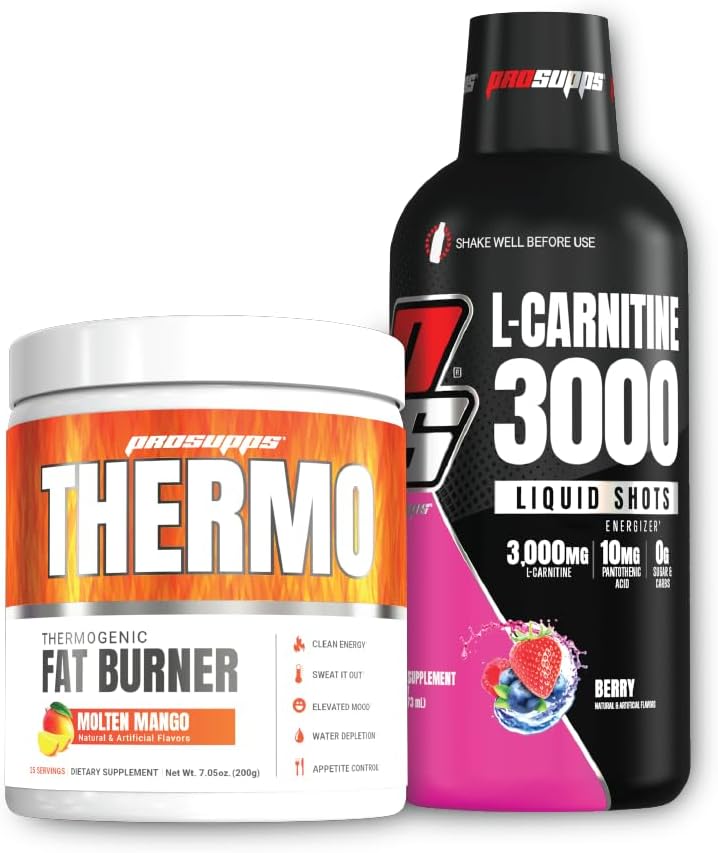 PROSUPPS Θερμογόνος σκόνης καύση λίπους Molten Mango και 3000 L-καρνιτίνης Berry - Διαχείριση βάρους και προ προπόνηση - Ενέργεια, Mood, Έλεγχος όρεξης