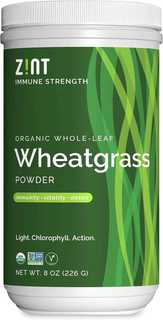 Zint Wheatgrass Powder, Organic (8 oz): Ισχυρό συμπλήρωμα υποστήριξης ανοσοποιητικών, Ολόκληρο φύλλο Αντιοξειδωτική Chlorophyl Πηγή για το Detox, Ανοσιότητα Booster