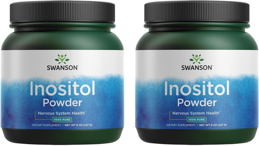 Swanson 100% Pure Inositol σκόνη - Φυσικό συμπλήρωμα προώθησης εστίασης & χαλάρωσης - Nerve & Cellular Support - (8oz) 2 Pack