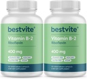 BESTVITE Βιταμίνη B-2 (Riιβοφλαβίνη) 400mg (240 κάψουλες χορτοφαγικής) (120 x 2) - Δεν Stearates - Vegan - Μη ΓΤΟ - Χωρίς γλουτένη