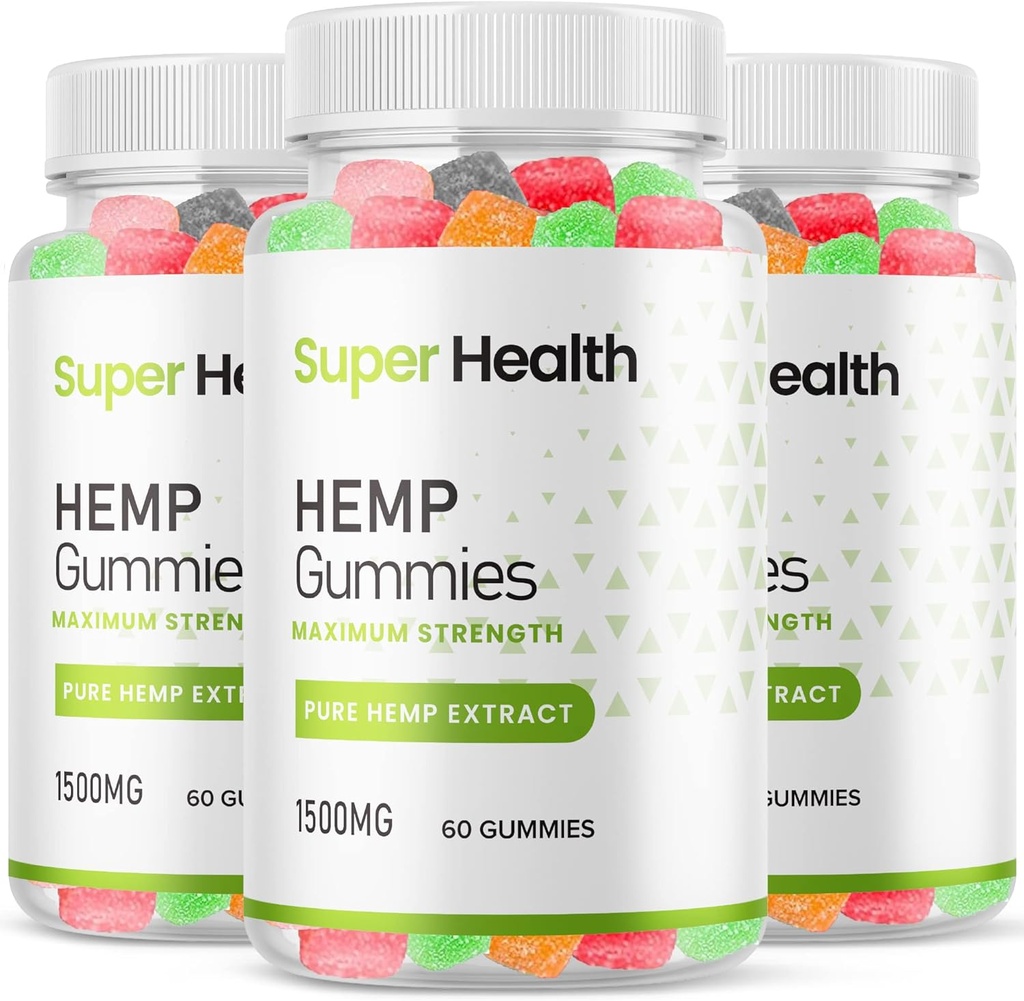 (3 Pack) Super Health Hemp Gummies - Επίσημη Φόρμουλα - Super Health Gummies Extra Strength with 25mg Per Gummy and 1500mg per Bottle, Ποικιλόμορφη Γεύσεις Gummies Maximum Strength New 2023 (180 Gummies)