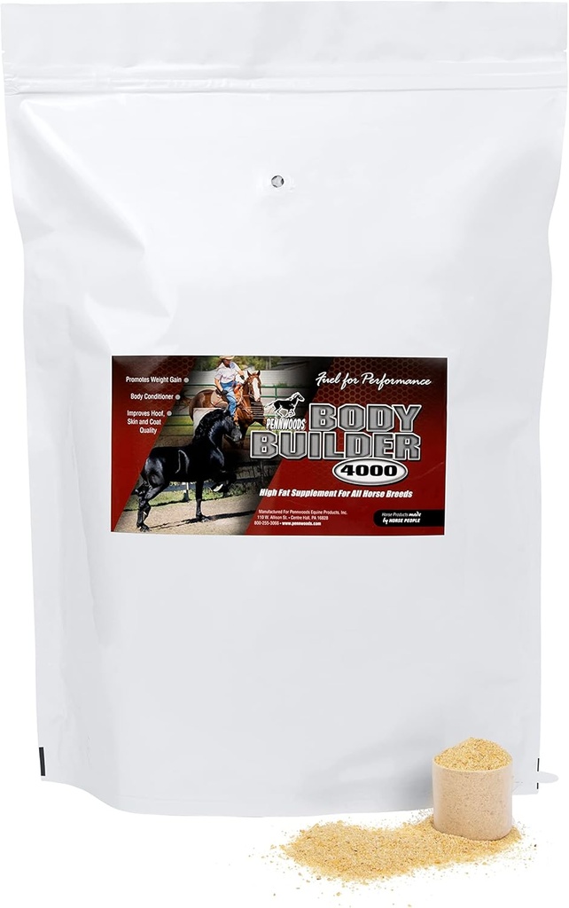 Pennwoods Body Builder 4000, συμπλήρωμα αύξησης βάρους ίππων, υψηλό λίπος και ενέργεια Βάρος ίππου Builder με το σώμα Κατάσταση Βιταμίνες ίππων, Βελτιώνει την ποιότητα Hoof - 25 LB τσάντα