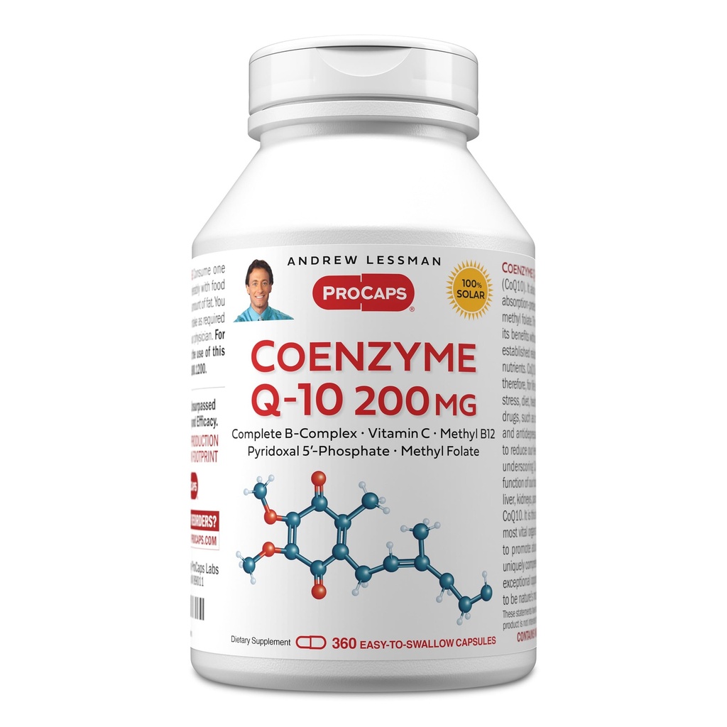ANDREW LESSMAN Συνένζυμο Q-10 200 mg 360 Κάψουλες - Απαραίτητη για την παραγωγή ενέργειας και βέλτιστη βασική λειτουργία οργάνων, αντι-αξιωτική υποστήριξη, που εξαντλείται από τη γήρανση, Plus B-Complex. Εύκολο να καταπιείτε κάψουλες