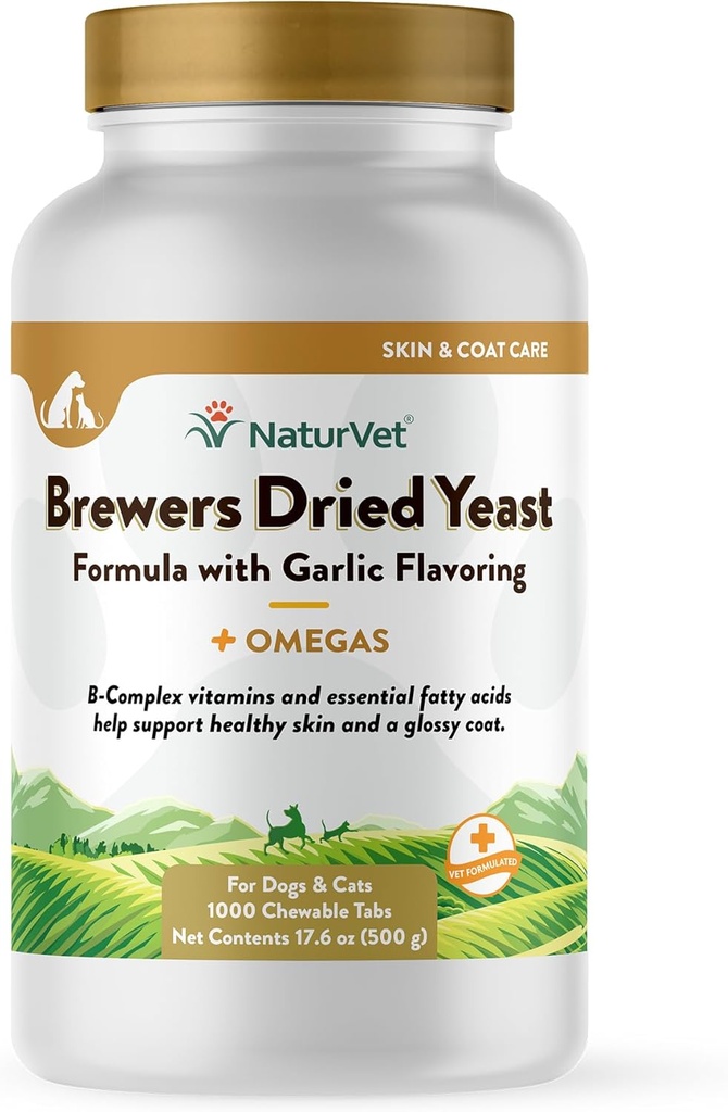 NaturVet – Brewer's Dryed Yeast Formula with Garlic Flavoring – Plus Omegas 