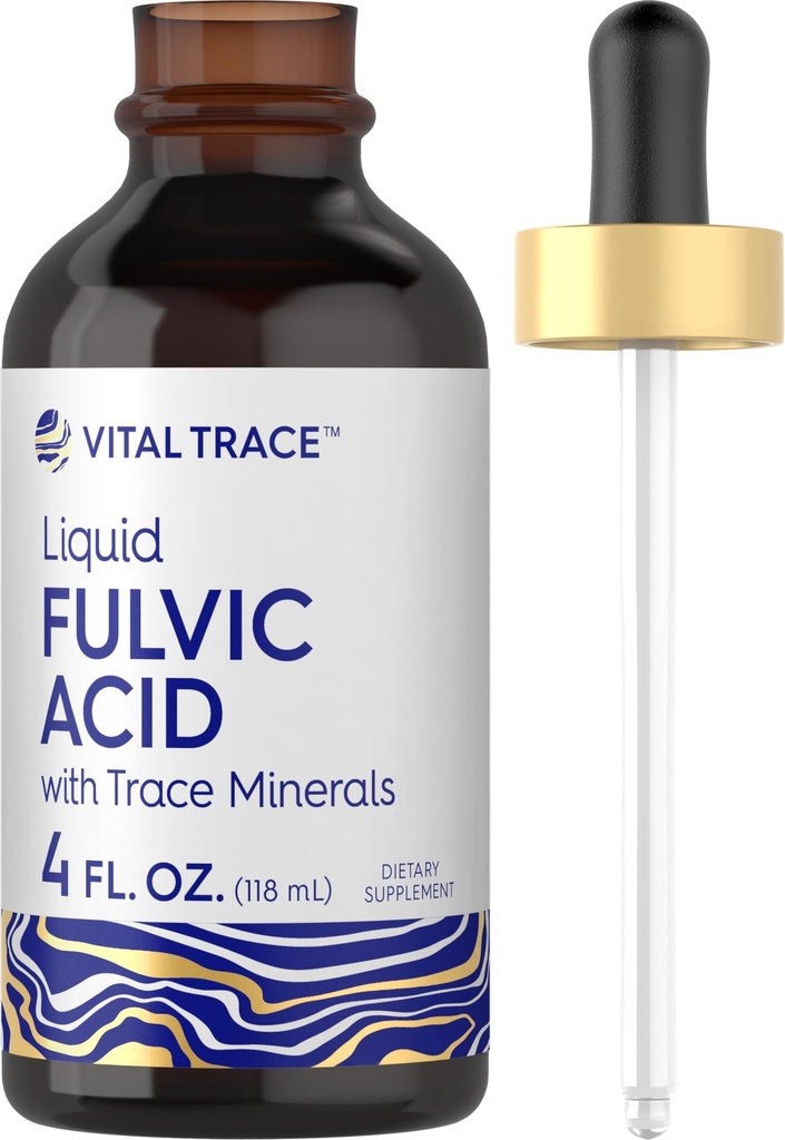 Carlyle Fulvic Acid Drops 4 fl oz | Liquid Trace Minerals | Ionic Supplement | Vegetarian, Non-GMO & Gluten Free | By Vital Trace