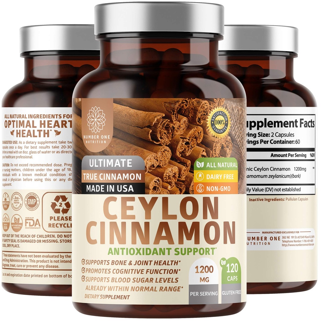 N1N Premium Ceylon Cinnamon 1200mg [100% Βιολογική Ceylon Cinnamon] Φυσικό συμπλήρωμα για την υποστήριξη της υγιεινής κυκλοφορίας, του εγκεφάλου και της κοινής λειτουργίας,120 Caps