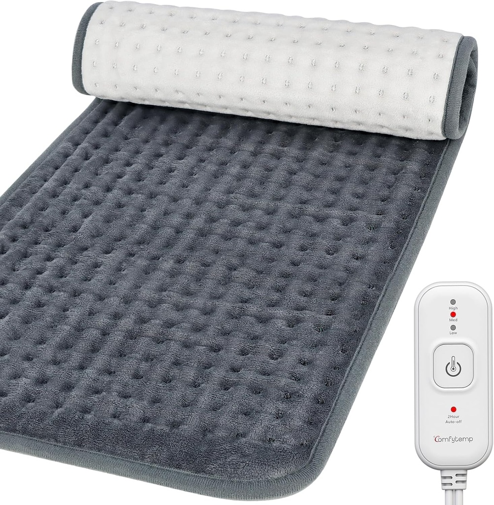Comfytemp Θέρμανση Pad για Back Pain & Cramps Relief, FSA Επιλέξιμη Ηλεκτρική Μεγάλη Θερμότητα Pad, 2H Auto Off, Χριστουγεννιάτικα Δώρα για γυναίκες Άνδρες Μαμά Μπαμπά, HSA Moist Neck Θερμαινόμενο Pad, Washable, 12"x24"