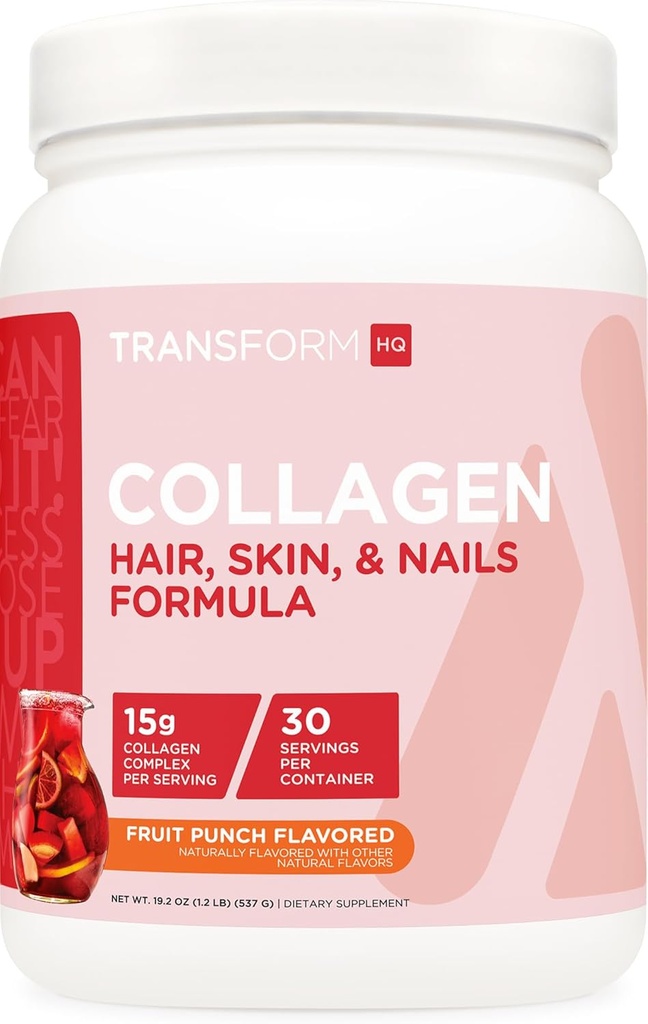 TransformHQ Collagen ομορφιάς (30 σερβιρίσματος) Fruit Punch - Hair, Skin, & Nails Formula