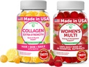Lunakai Collagen and Women's Multivitamin Gummies Bundle - Συμπληρώματα Αντιγήρανσης χωρίς ΓΤΟ με Βιοτίνη, Ψευδάργυρο, Βιταμίνη C και Ε - 100% Καθημερινή Αξία 16 Ουσιαστικών Βιταμινών και Ορυκτών - 30 Ημέρες Προσφορά