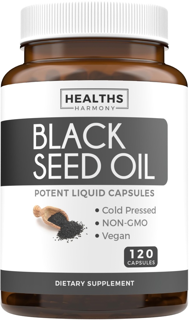 Λάδι Σπέρματος - 120 κάψουλες Softgel Skin Health (Non-GMO & Vegan) Ψυχρό-Pressed Nigella Sativa Παραγωγή Αμιγούς Μαύρου Λάδι Σπέρματος με Βιταμίνη E - 500mg Κάθε, 1000mg ανά 2 κάψουλες Σερβίρισμα
