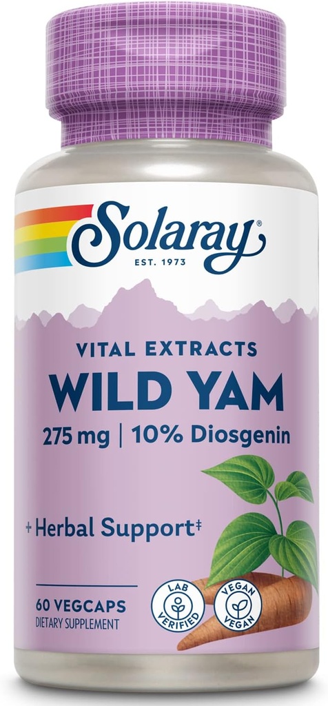 SOLARAY εγγυημένη ισχύς Wild Yam Root Extract Root Extract, Veg Cap (Btl-Plastic) 275mg 