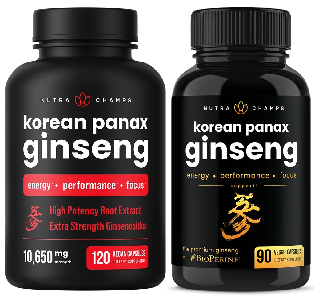 NutraChamps Complete Ginseng Duo - The Complete Energy, Focus & Stamina Support Bundle – Ginseng Gold & Korean Red Panax Ginseng