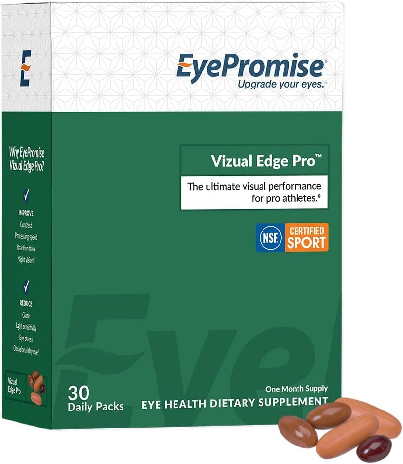 EyePromise Vizual Edge Pro Supplement - 30 μονό-serving Packets, 30-Day Supply - Visual Performance Eye Vitamin με 26mg Zeaxanthin & 8mg Lutein για την ποιότητα και την καθαρότητα της όρασης