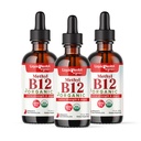 LIQUIDHEALTH USDA Organic Methyl Vitamin B12 Methylcobalamin Liquid Drops with Tart Cherry Juice - Boost Energy, Immune Support, Bελτίωση μνήμης & συγκέντρωσης - USA Made, Vegan, Non-GMO (3 Pack)