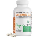 Bronson Βιταμίνη D3 10. 000 IU (250 mcg) Certified Organic High Potency Μη ΓΤΟ Συμπλήρωμα βιταμίνης D, 360 δισκία
