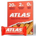 Atlas Protein Bar, 20g Πρωτεΐνη, 1g Ζάχαρη, Καθαρά συστατικά, Χωρίς γλουτένη (Σοκολάτη Ποικιλία, 12 Count (Pack of 1))