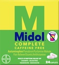 Midol Complete Caffeine Free Caplets 24ct: Midol Complete Caffeine Free Menstrual Pain Relief Caplets with Acetaminophen, Παρέχει ανακούφιση από τον πονοκέφαλο και την περίοδο Cramps Relief, 24 Count