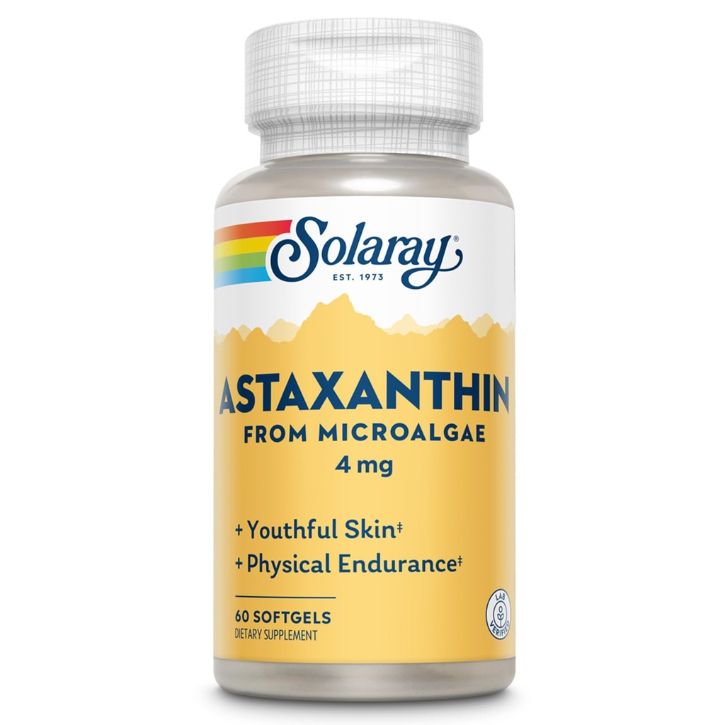 SOLARAY Astaxanthin 4 mg | Antioxidant | Healthy Eye, Skin, Cardiovascular Function & Joint Support | 60 Softgels