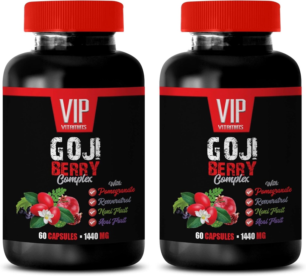 αντιοξειδωτικό συμπλήρωμα - GOJI BERRY COMPLEX - ΜΕ POMEGRANATER, RESVERATROL, NONI, ACAI - Ρόδι βιταμίνη e για το δέρμα - αντιοξειδωτικά συμπληρώματα διατροφής - αντιοξειδωτικές βιταμίνες - 2 Bot 120 Caps