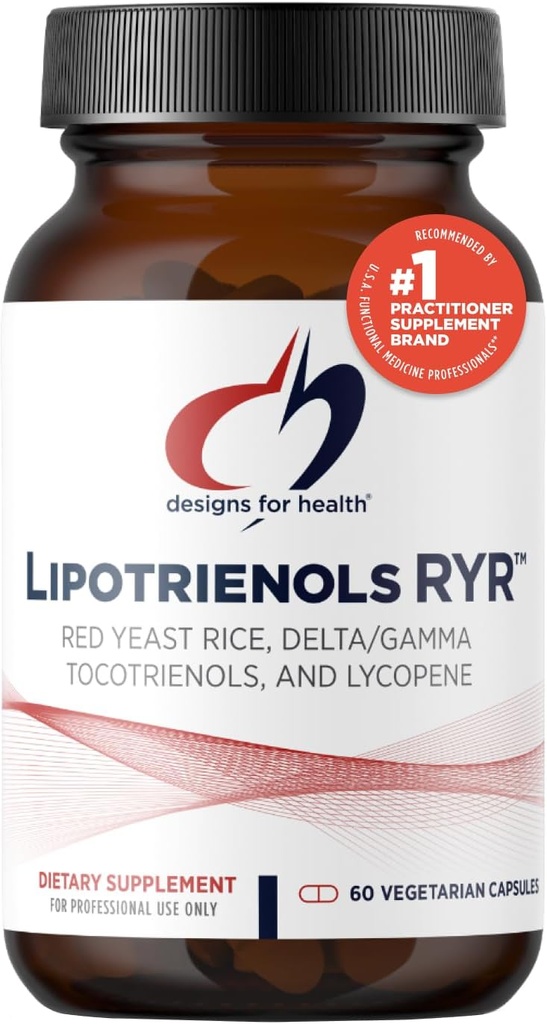 Designs for Health Red Yeast Rice with Tocotrienols + Lycopene - Lipotrienols RYR, 1200mg RYR to Support Cardiovascular Health + Maintenance of Lipid Levels in Normal Range - Vegan (60 Capsules)