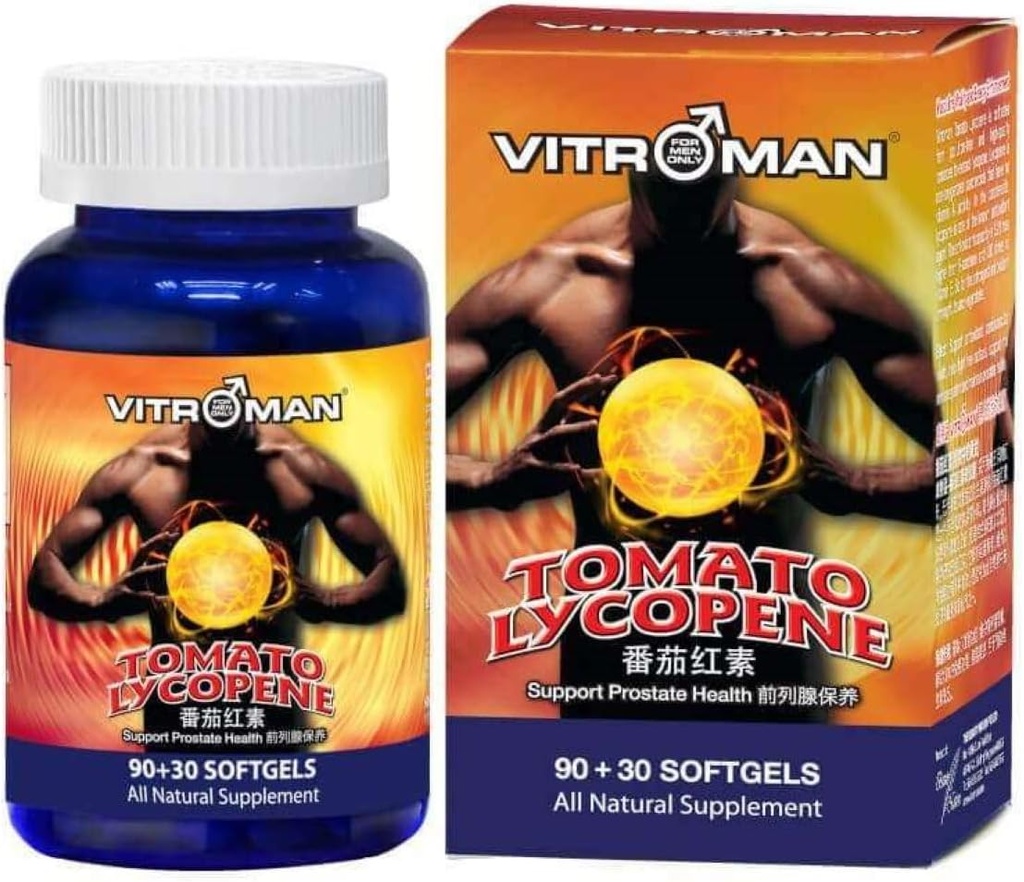 Tomato Lycopene (120 softgels), Cardiovascular Support, Premium Quality Antioxidant - 100% Natural Tomato - Great for Prostate Health Immune System Support