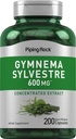 Piping Rock Gymnema Sylvestre Supplements 600 mg | 200 Capsules | Concentrated Herbal Extract | Non-GMO and Gluten Free