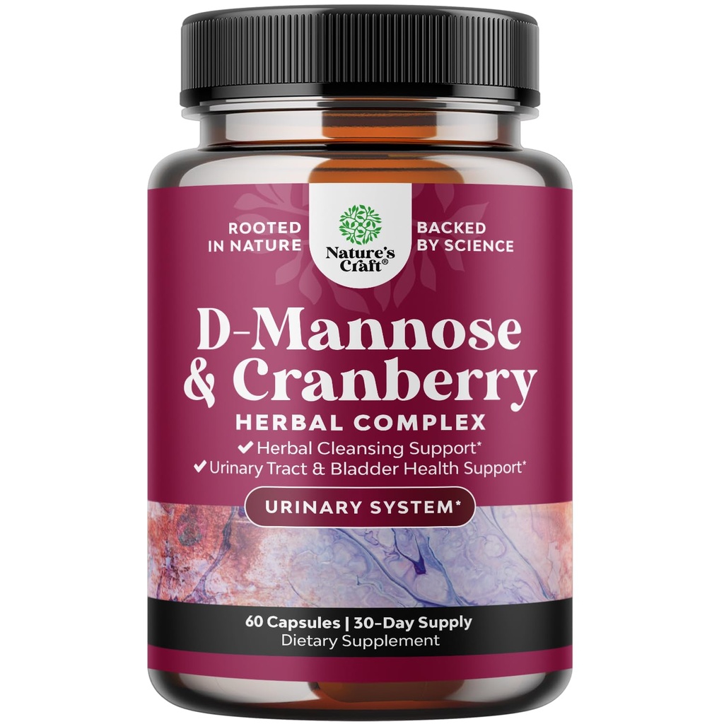 D Μαννόζη με Cranberry συμπλήρωμα - Poent D Mannose 1000mg κάψουλες για την άμυνα των νεφρών Υποστήριξη & Καθαριότητα και ούρα Φυλλαδική υγεία για γυναίκες & άνδρες - Συμπλήρωμα για την υγεία της ουροδόχου κύστης για ενήλικες - 60 Count
