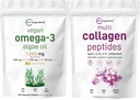 Micro συστατικά Multi Collagen Protein Powder 16oz & Vegan Omega 3 Algae Oil Supplement Bundle 2 πακέτο 