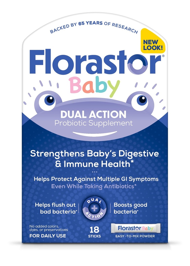 Florastor Baby Daily Probiotic Supplement, Powder Mixes με γάλα, Formula ή Soft Foods, Saccharomyces Boulardii CNCM I-745 (18 Sticks)