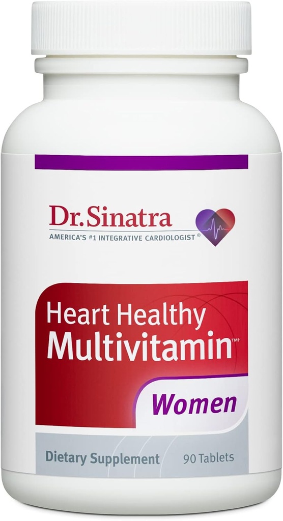 Dr. Sinatra Heart Healthy Multivitamin for Women with Vitamin D 1000 IU, A, B12, C, E, Biotin, Folate, and Zinc, 90 Tablets (30- Day Supply)