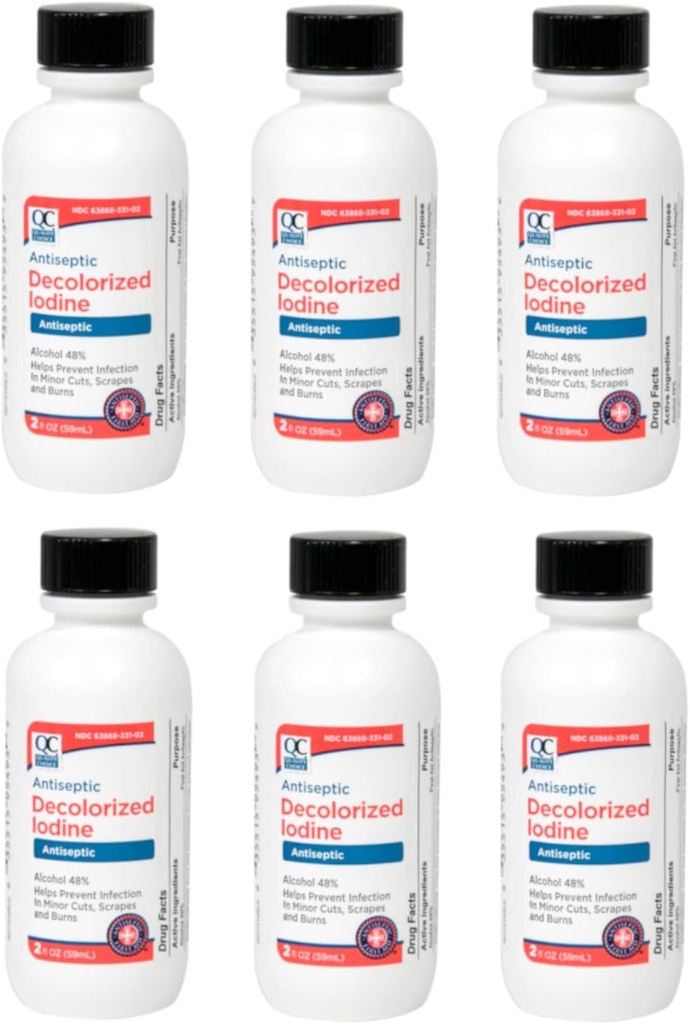 Quality Choice Αντισηπτικό Αποχρωματισμένο Ιώδιο 2 Fl. Oz. - 6 Pack