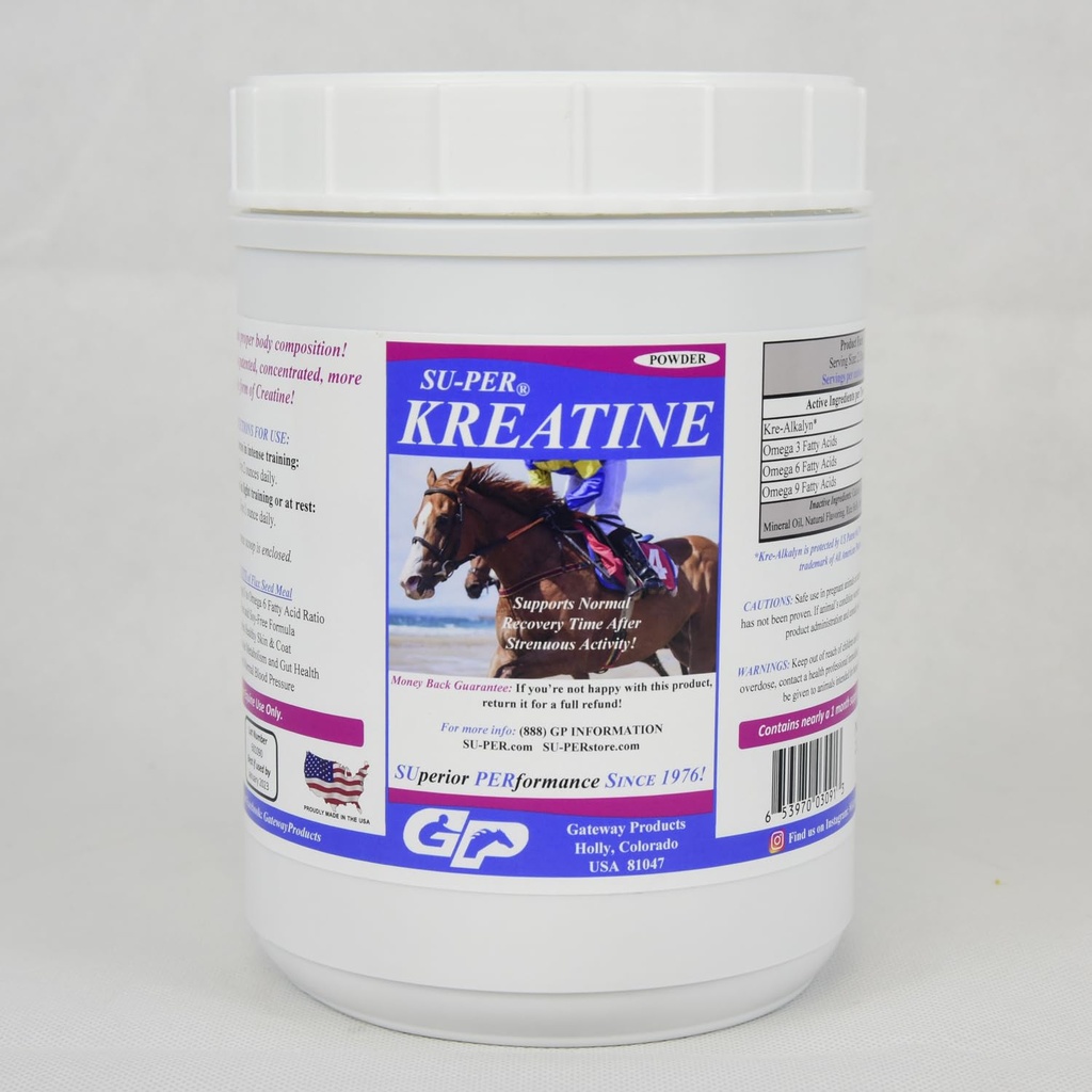 SU-PER Kreatine Energy Horse Supplement - Υποστηρίζει την παραγωγή ενέργειας, τη Σταμίνα και την αντοχή - συμπλήρωμα πλαστελίνης Equine με Kre-Alkalyn - 2,5 Λίρες, (2 Πακέτο)