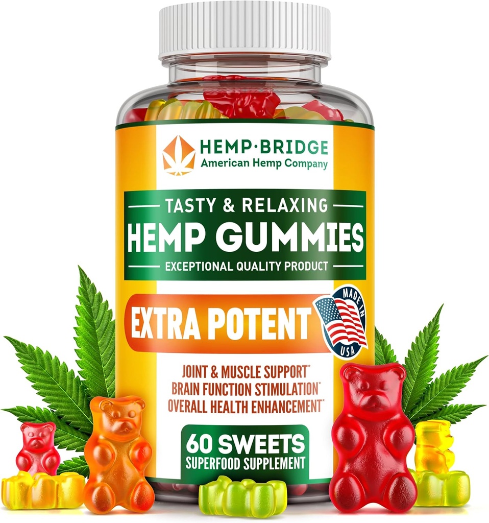 Χειροποίητα Gummys - Made in USA - Omega 3 Supplement with Hemp Oil - Fruity Gummies for Joints, Muss, Relax, Calm, Sleep, Skin and Nails
